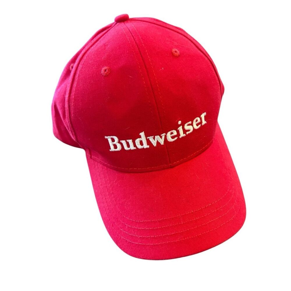 NEW Budweiser Unisex Red Cap with White Lettering